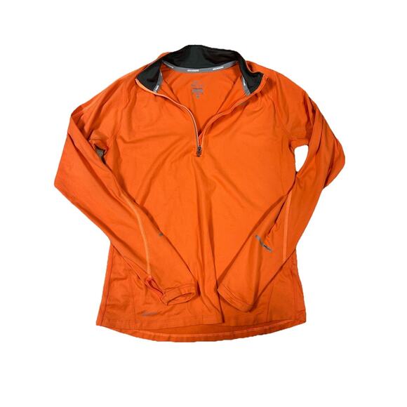 Nike Dri Fit Women Size M Orange Running Workout 1/4 Zip Long Sleeve Jacket - Picture 1 of 6